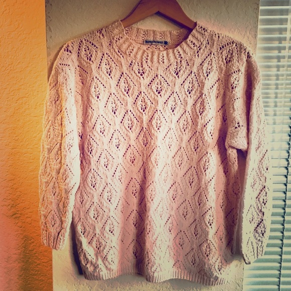 Vintage Rino Rossi Diamond-Knit Blush Pullover - Picture 1 of 4